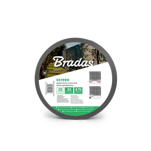 Bradas Kerítéstakaró szalag 4,75cm x 35m szürke + klipsz 20db