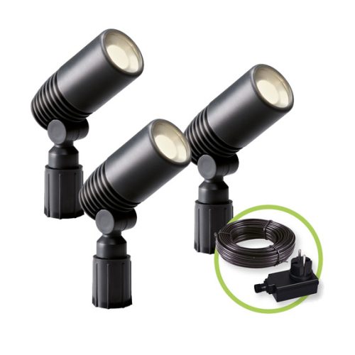 Garden Lights Alder szett 3db spotlámpa spotlámpa antracit műanyag