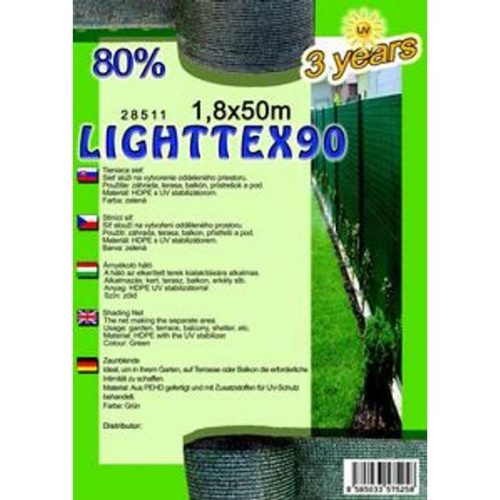 Árnyékoló háló LIGHTTEX90 1,8 x 50m zöld 80%