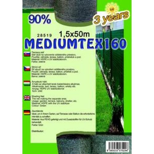 Árnyékoló háló MEDIUMTEX160 1,5 x 50m zöld 90%