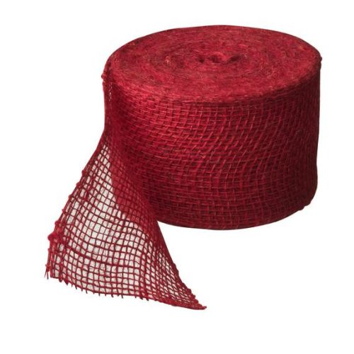 Juta szalag 10cm x 25cm piros 3db