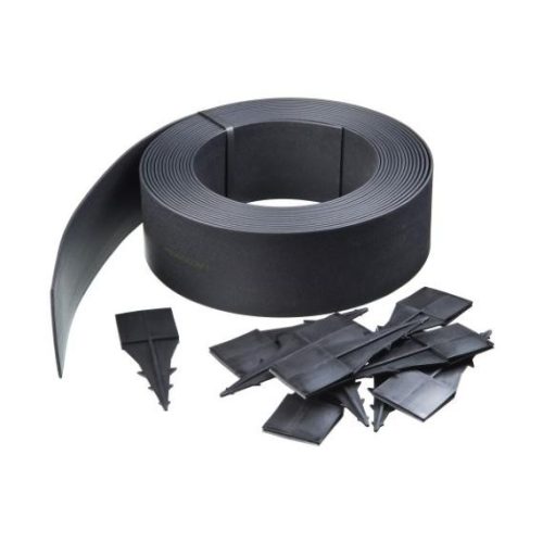 Gyepszegély 12cm x 15m fekete + leszúró tüske 15 db