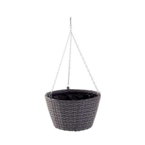 Virágtartó függőkosár rattan fekete 19cm x 25cm