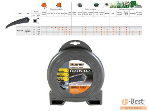 Oleo-Mac Platin-Cut fűnyíró damil 2.7 mm x 57 m szögletes