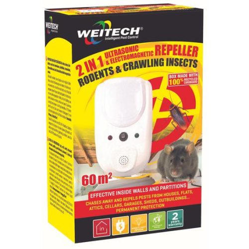 Weitech ultrahangos és elektromágneses kártevőriasztó 60m2